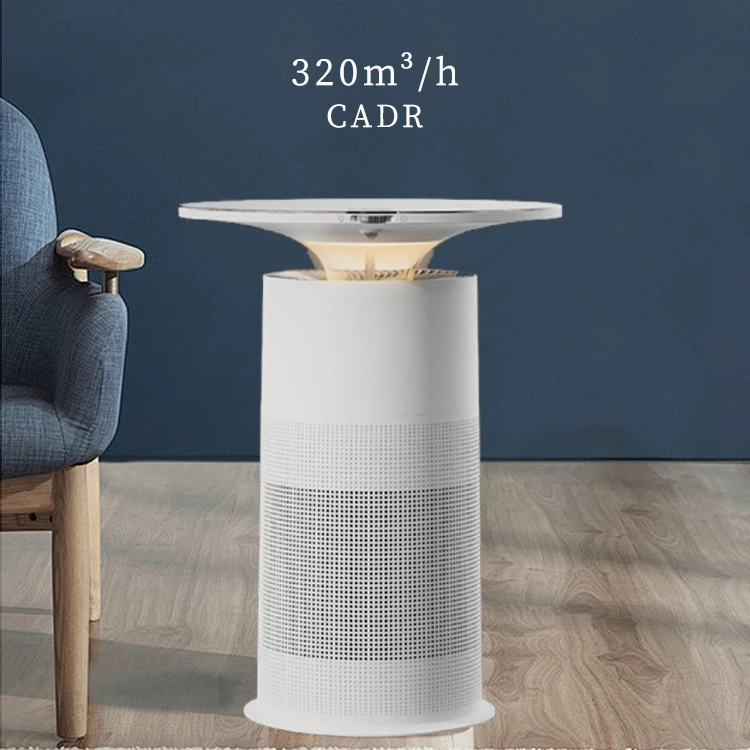 Modern Desktop Air Purifier Home Hepa 13/14 Filter Support Wireless Charging Tuya Control Large Air Purifier With Led Light