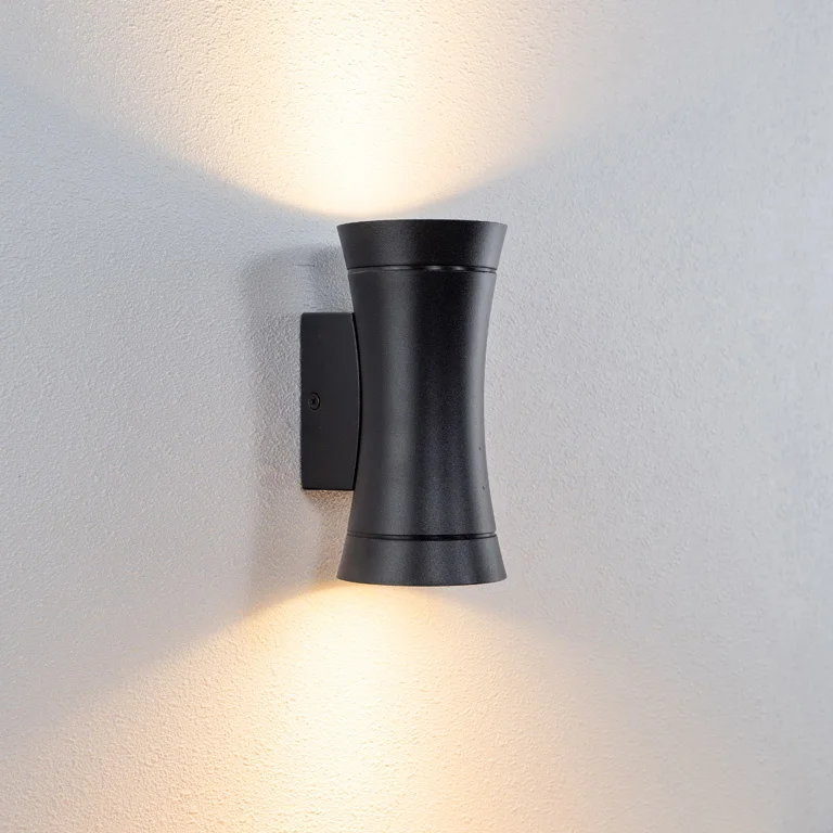 Landscape black die- cast aluminum small waist outdoor garden wall light gu10 ip44 up down