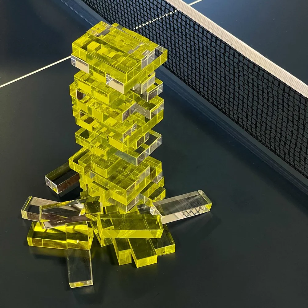 Neon pink acrylic tumble tower/neon pink plexiglass tumbling tower