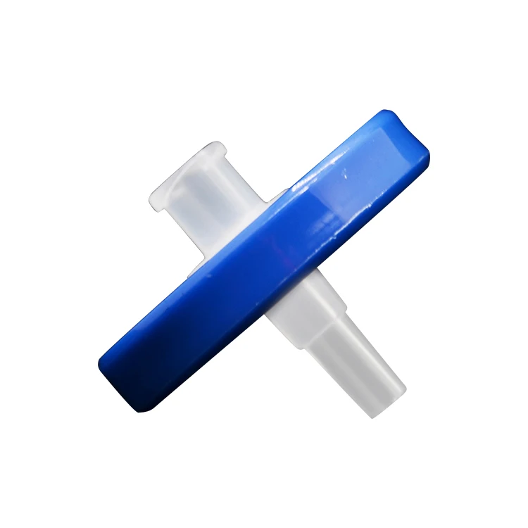 PTFE Sterile Syringe Filter 32mm PP Blue Housing Injection Medical Sterile Syringe Filter