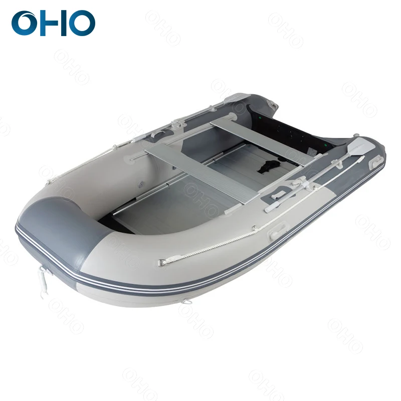 OHO 3m 4m Inflatable Aluminum Floor Bottom Rubber Boat Custom PVC Fishing Rescue Speed Rowing Boat with Motor for Sale