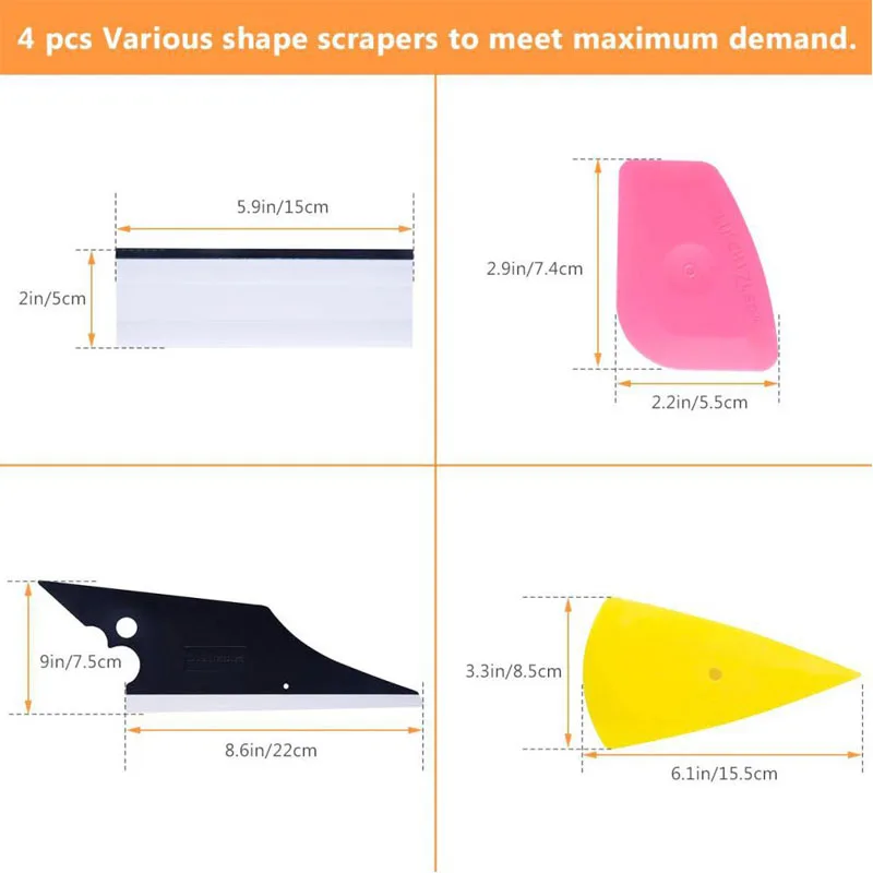 17 Pieces Vehicle Window Tint Tool Kit Car Glass Protective Film Wrapping Installation Set