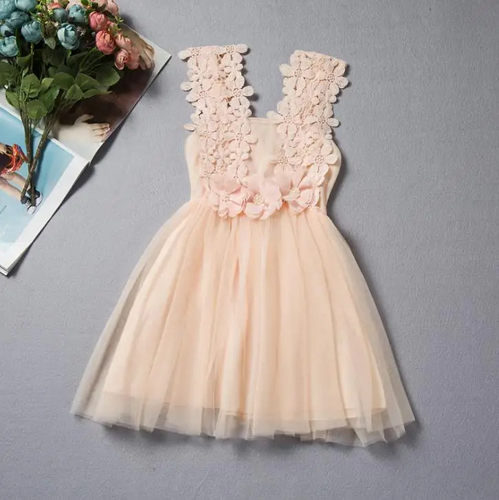 Flower Kids Party Dress For Girl Birthday Fancy Children Bridesmaid Costume Girl Brand Baby Tulle Tutu Wedding Dress 3-8 Years
