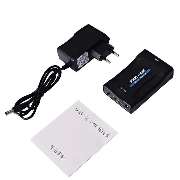 Cheap Price 1080P SCART to HDM-I Converter Video Audio Upscale Adapter Plug and Play with USB Cable for HDTV and DVD
