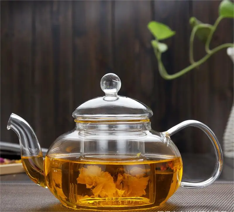 High Borosilicate Thickened High Temperature Resistant Filter Durable  Teapot Fruit Infusion Pitcher Clear Glass Teapot