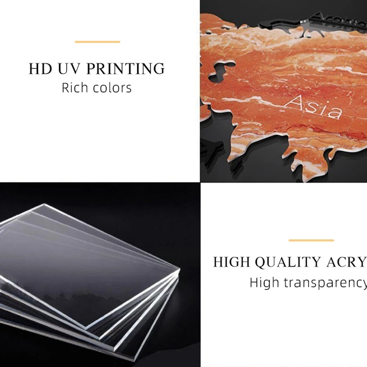 Modern World Map Home Wall Decoration Digital Display Calendar Electronic Clock Silent Acrylic Large Screen Clock Wall Hanging