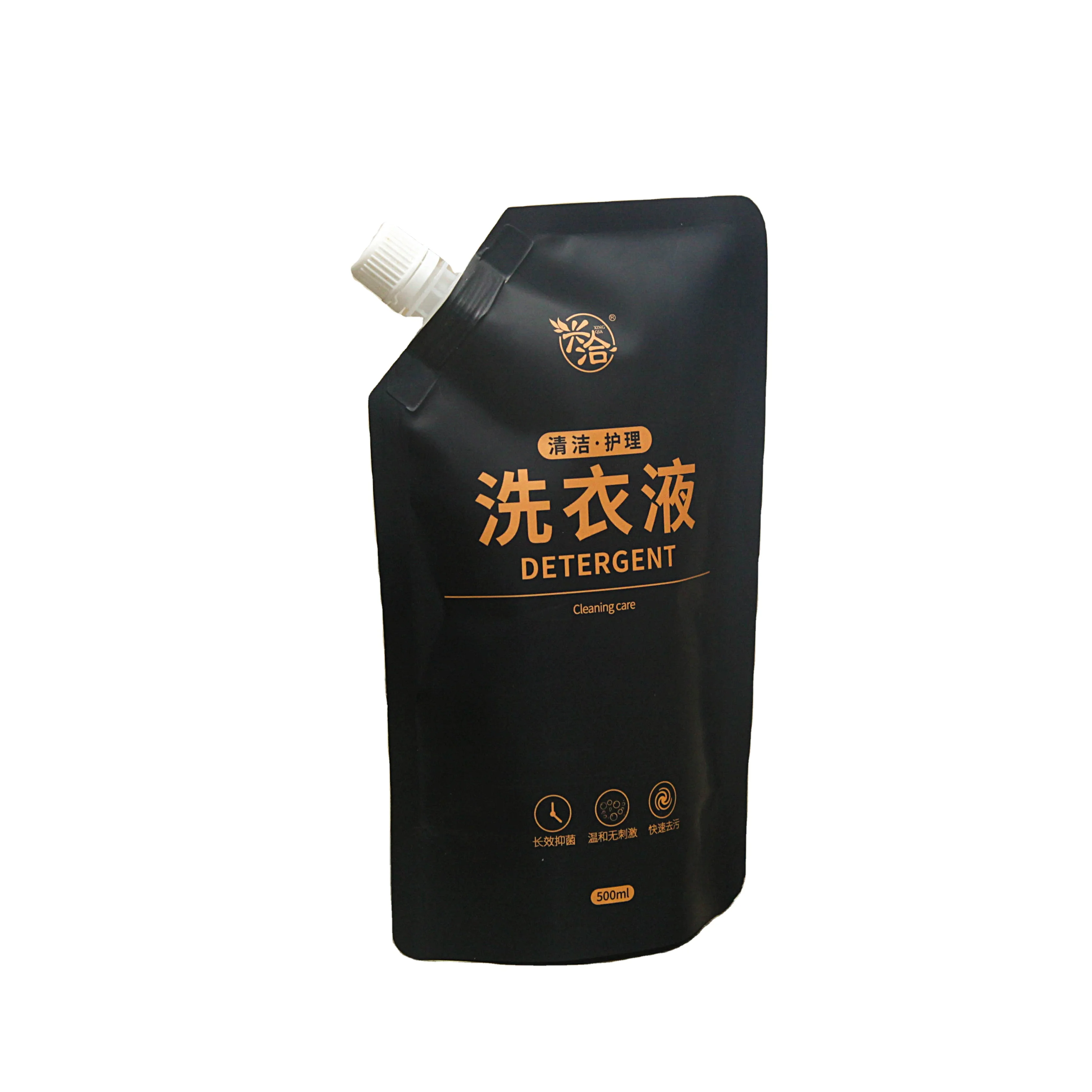 Custom laminated material 500ml stand up spout pouch plastic stand up bags for liquid detergent packaging