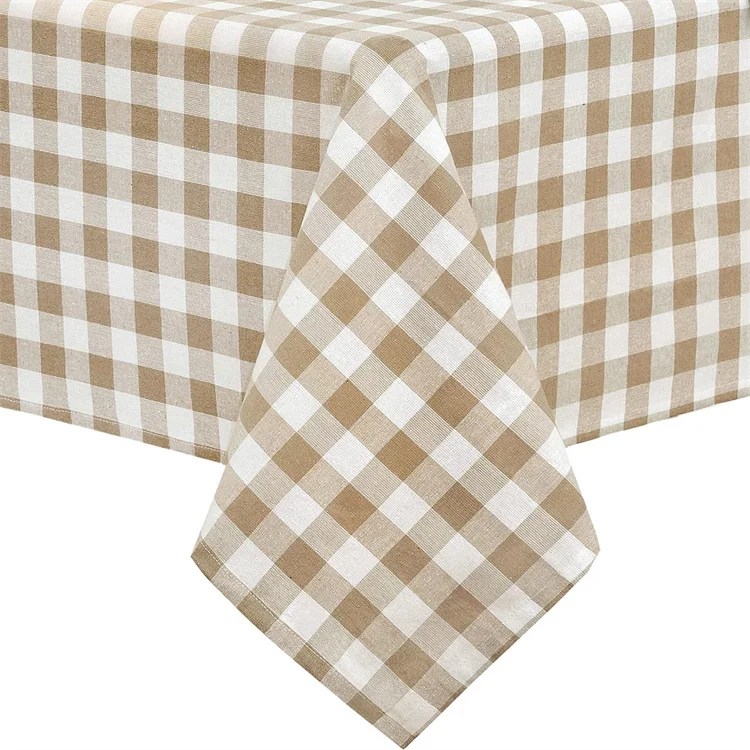 Country Rustic Buffalo Plaid Print Cotton Fabric Tablecloth Checkered Cottage Gingham Easy Care Waterproof Tablecloth for Dinner