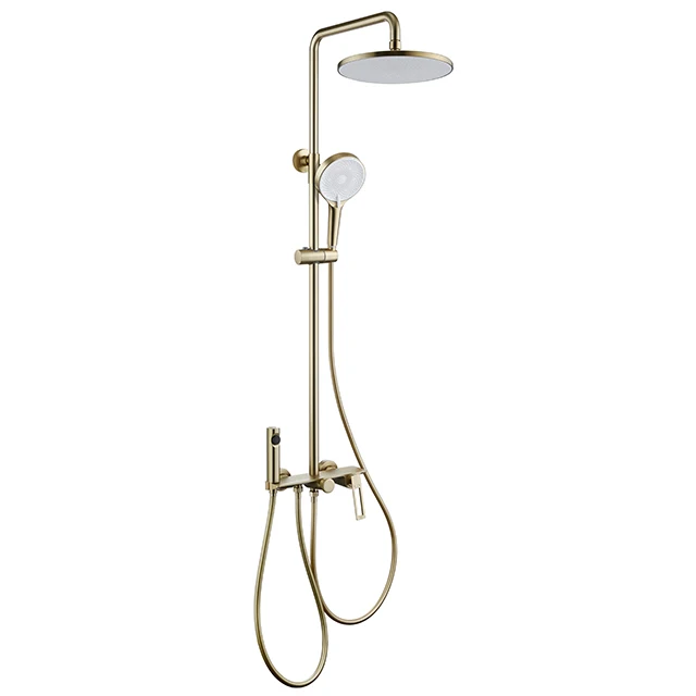 Factory Outlet Bathtub Shower Column Set copper and brass material Gold Round Bathroom Shower Faucet