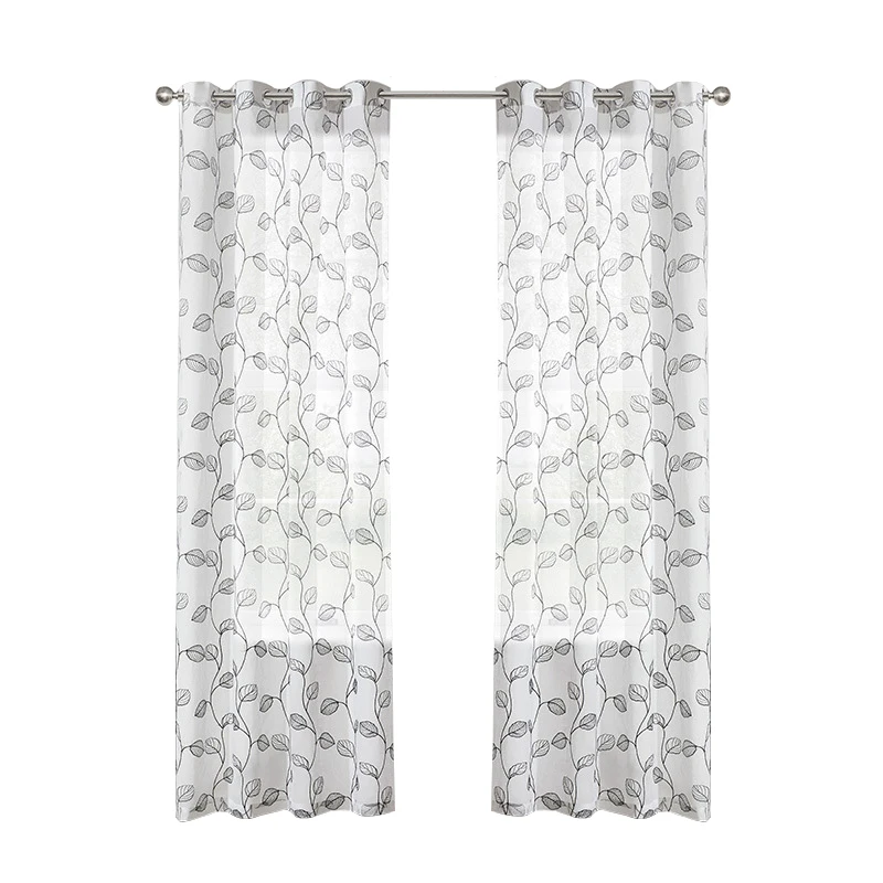 The manufacturer directly sells simple wind embroidery translucent curtain household blackout perforated curtain
