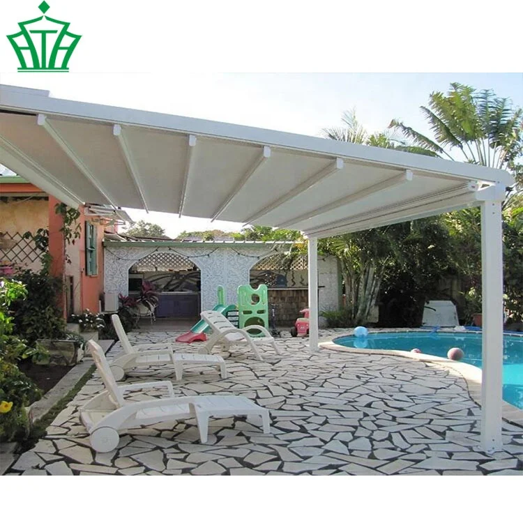 Manufacturer Direct Sale Polycarbonate Swimming Pool Retractable Roof System Waterproof Pergola