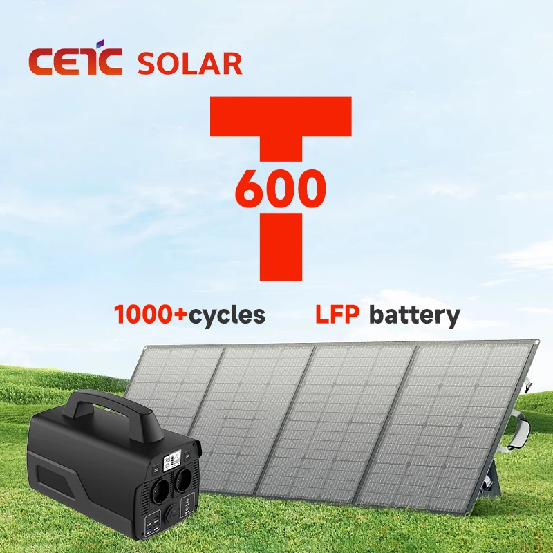 Portable 600W Solar Generator with 120w foldable panel 110v 220v Lithium Power Station for Camping 518wh Portable Power Source