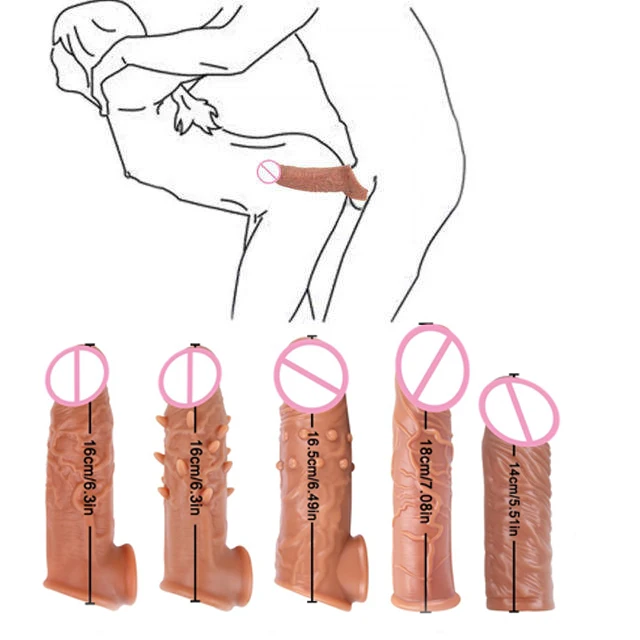 Male Enlargers Soft Cock Sleeve Penish Silicone Extender Condom Dildo Cover Penis Sleeve