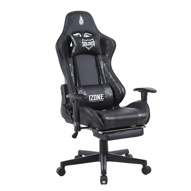
OEM black customized logo gaming chair with footrest 