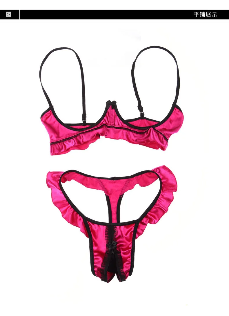 Эротический кружевной бюстгальтер с вырезами, сексуальное нижнее белье с открытой грудью, с тремя вырезами, сексуальный комплект