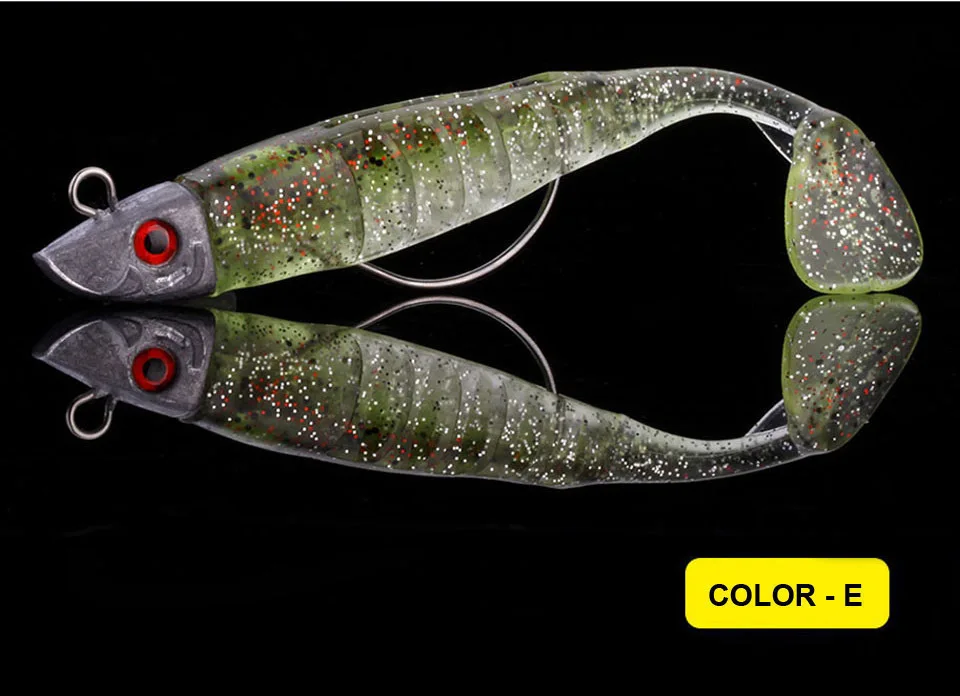 Wholesale 130mm/26g 100mm/16g PVC Material T-tail Jig Head Lure With Crank Hook Bionic Soft Fishing Bait