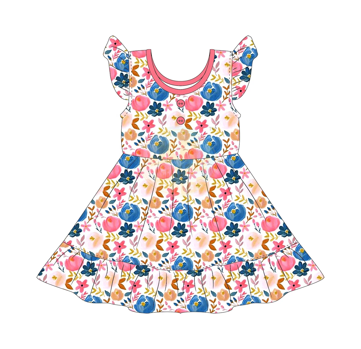 Summer Cute Toddler Girl Dress Floral Printing Girls A-line Dresses Baby Girl Knee-length Dresses For Children