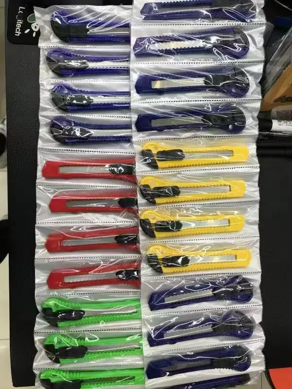 Transparent Retractable Paper Cutter Knife Kids Stationery 12pcs Pack Utility Knife Set For Office