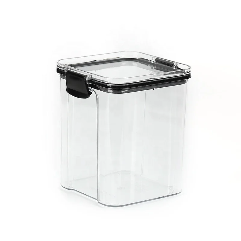 2025 Food Grade Sealed Jar Plastic Thickened Transparent Storage Box Square Snack Grain Storage Jar Container