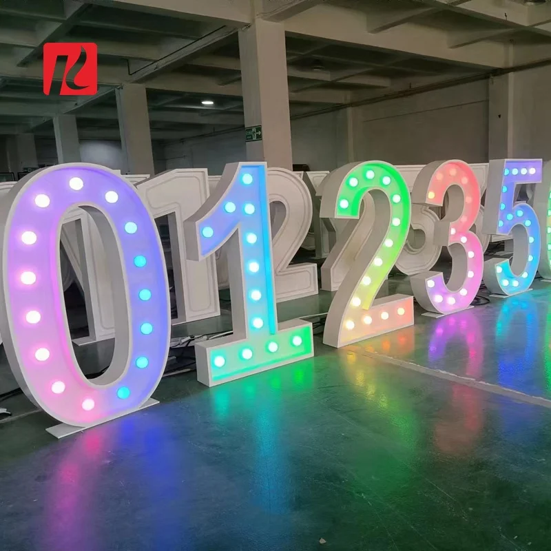 Kexian Custom Marquee Numbers Giant Led Light Up Marquee Letters Decorative Numbers 0-9 LED Bulb Light Number