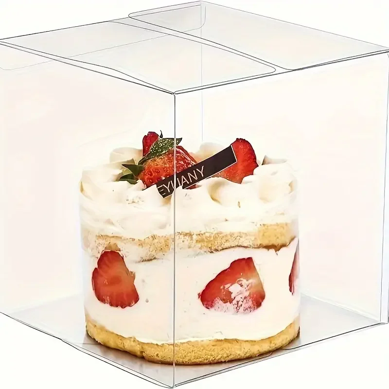 Wholesale Packages Square Transparent Design Bento Wedding Cup Pvc Clear Plastic Packaging Loaf Luxury Mini Cake Box