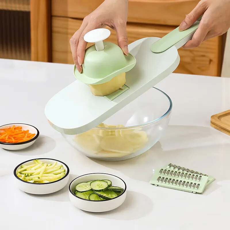 Maxcook Hot Selling Plastic Slicer 3 Stainless Steel Blades Multi-functional Vegetable Cutter Slicer Vegetable Chopper