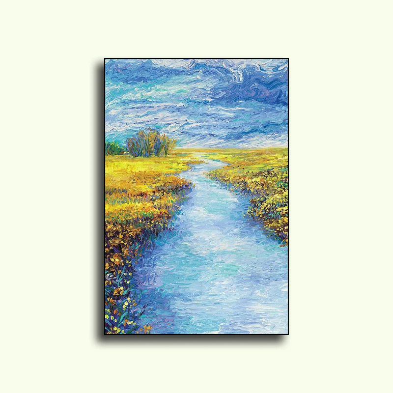 Handmade Decorative Oil Painting Peaceful Forest View for Living Room Popular Hot Sale Wall Art