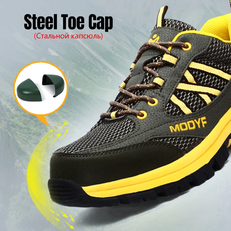 Мужские Кожаные Защитные рабочие ботинки LARNMERN со стальным носком, Нескользящие мужские ботинки, стальная обувь, удобная защитная обувь