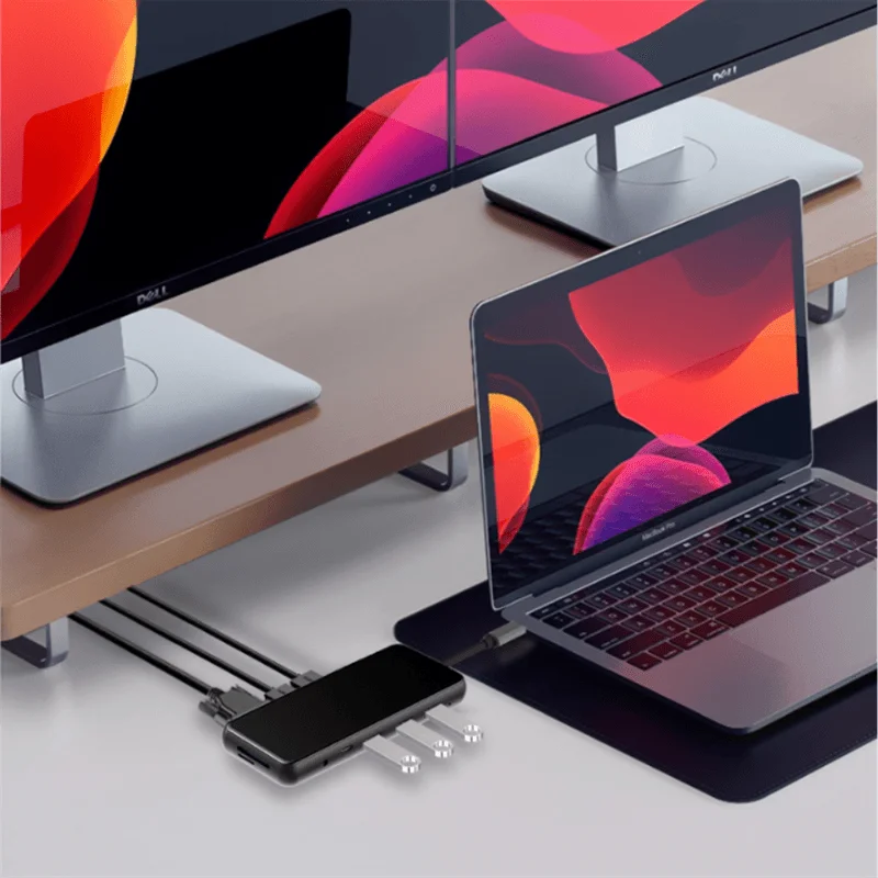 Usb-концентратор 12 в 1, док-станция для ноутбука Usb-c Type-c, многопортовый промышленный адаптер Usb 3,0 типа C с зеркалом и боковым стеклом