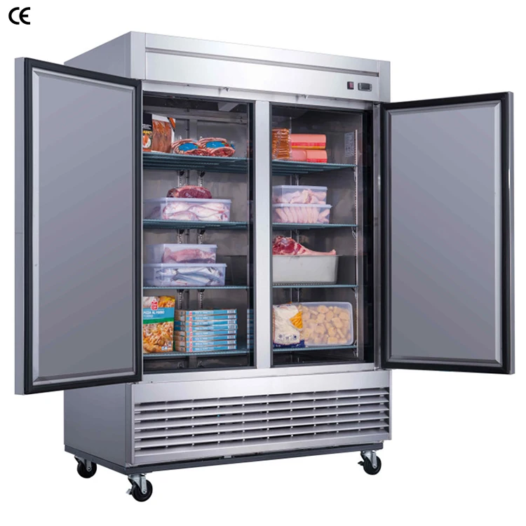 Dukers Brand Double Doors Upright Freezers Bottom-Mounted Reach-In  Freezer Solid Door Commercial Use