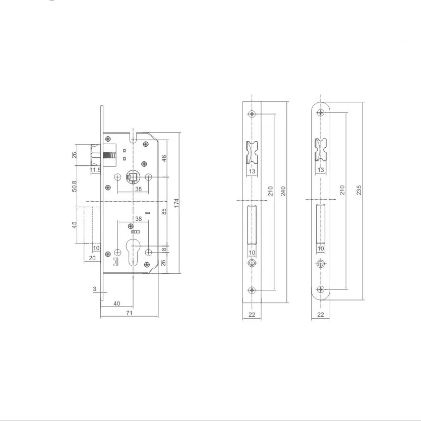 8540E mm Distance Stainless Steel Mortise Lock Door Lock Body In High Security Standard