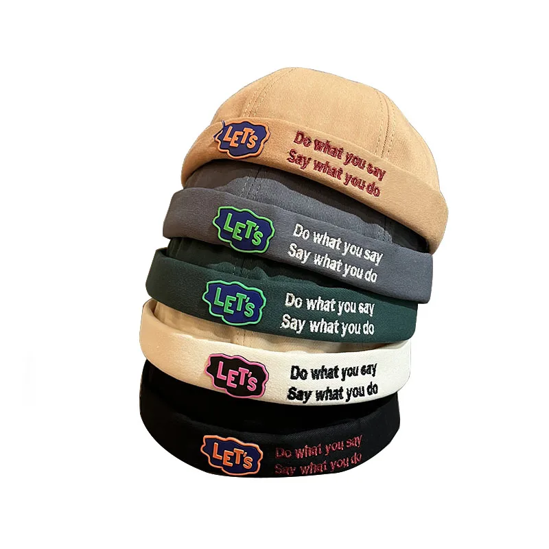 2022 new coming 5 colors available wholesale skullcap extract brimless hat skullcap with leather patch