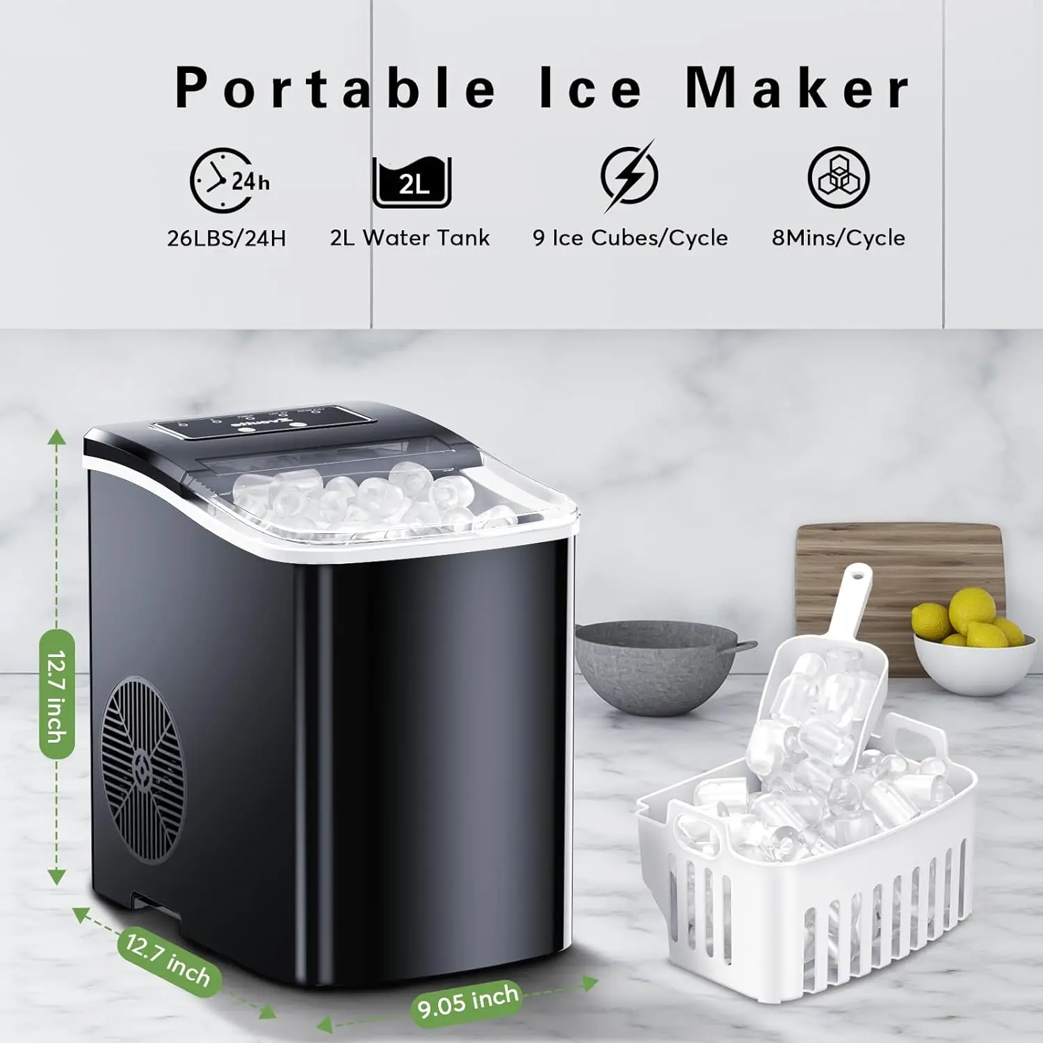 Mini Portable Ice Maker Kitchen Household Ice Making Machine Steel Stainless Ice Cube Maker