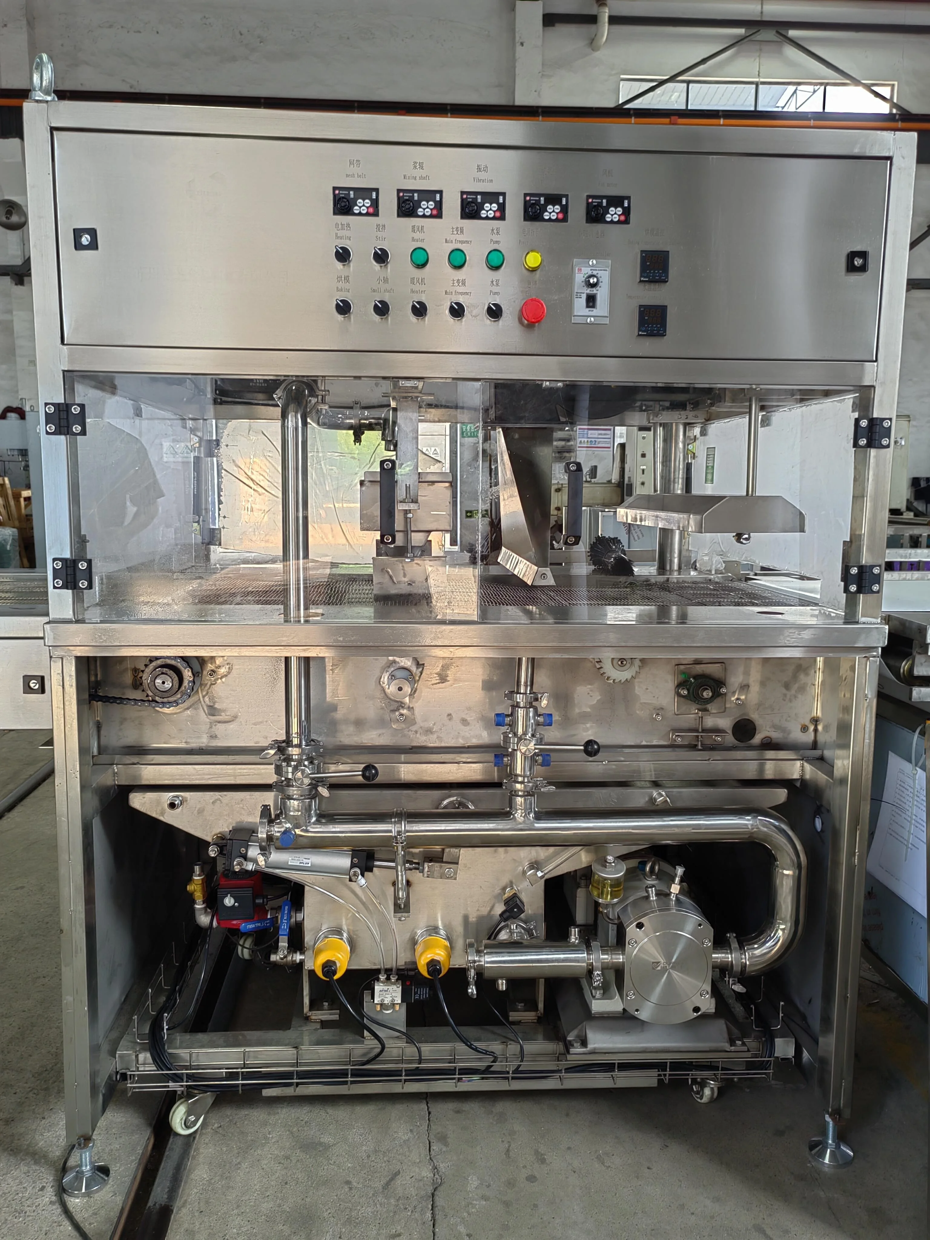 One Year Warranty 1000mm Width Automatic Candies Cakes Wafers Chocolate Coater Enrober Coater Coating Equipment