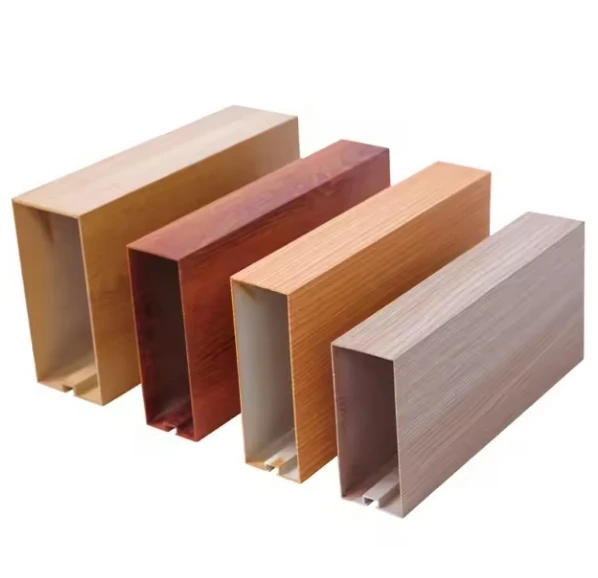 Wholesale Wood Grain U-Shaped Square Tube Baffle U Baffle Aluminum Suspended Ceiling