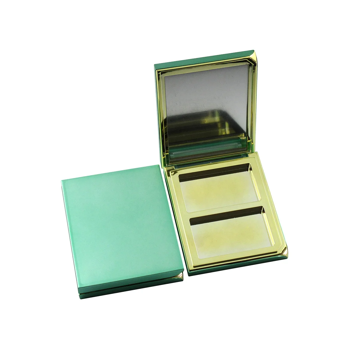 TM-ES3551A square plastic eye shadow pan box 2/4 colors green eye shadow makeup palettes empty blush powder compact container