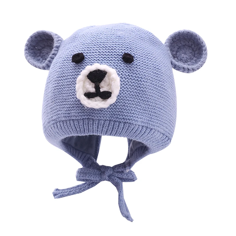 Hand-woven bear photography autumn and winter ear protection winter cute baby cap