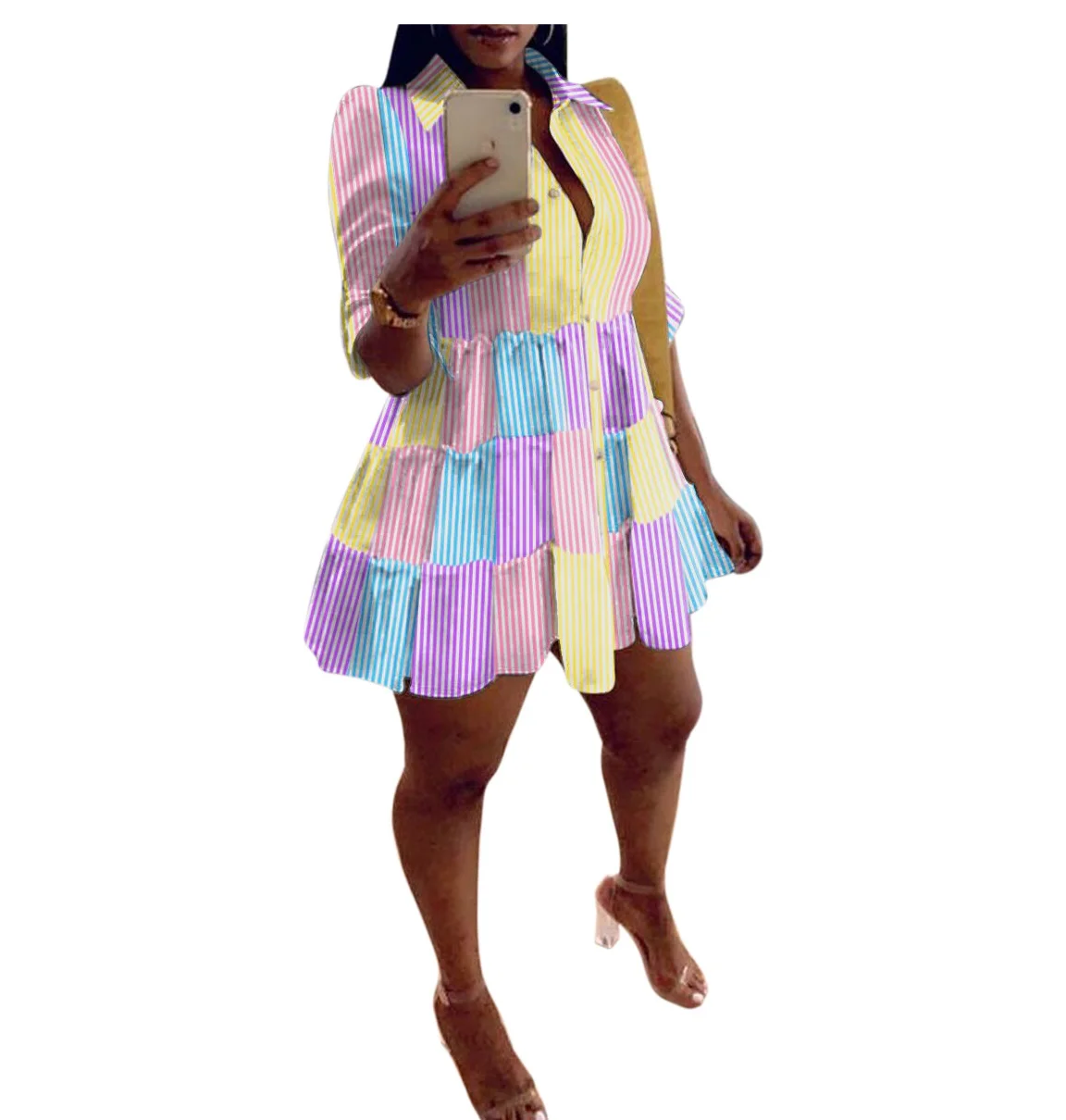 Новые поступления 2021, высококачественные свободные пикантные модные камуфляжные платья, женские повседневные летние платья