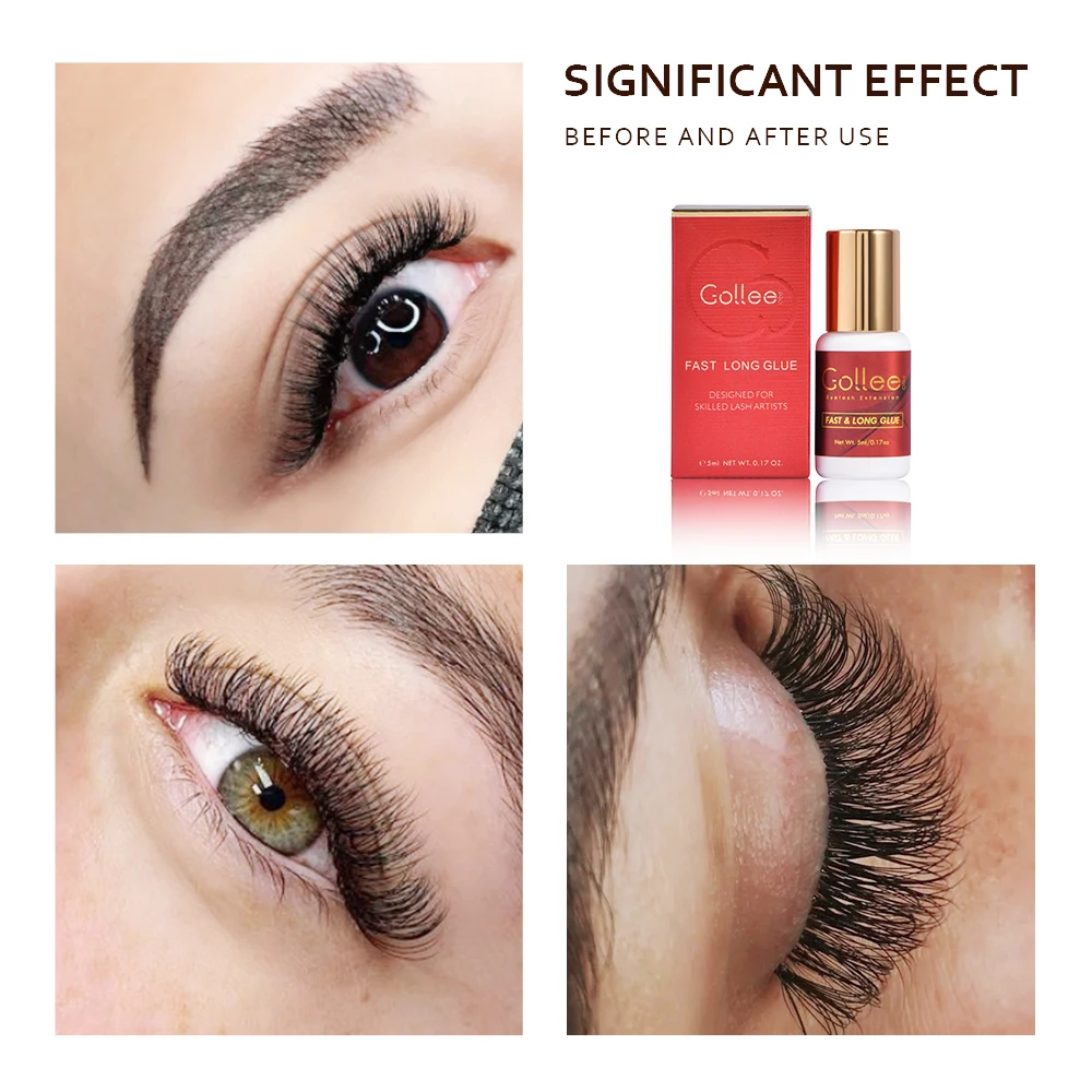 Gollee Fast Drying Waterproof 5ml/10ml Polyacrylate Eyelash Adhesive Eyelash Perm Glue Lash Glue Adhesive Eyelash Glue