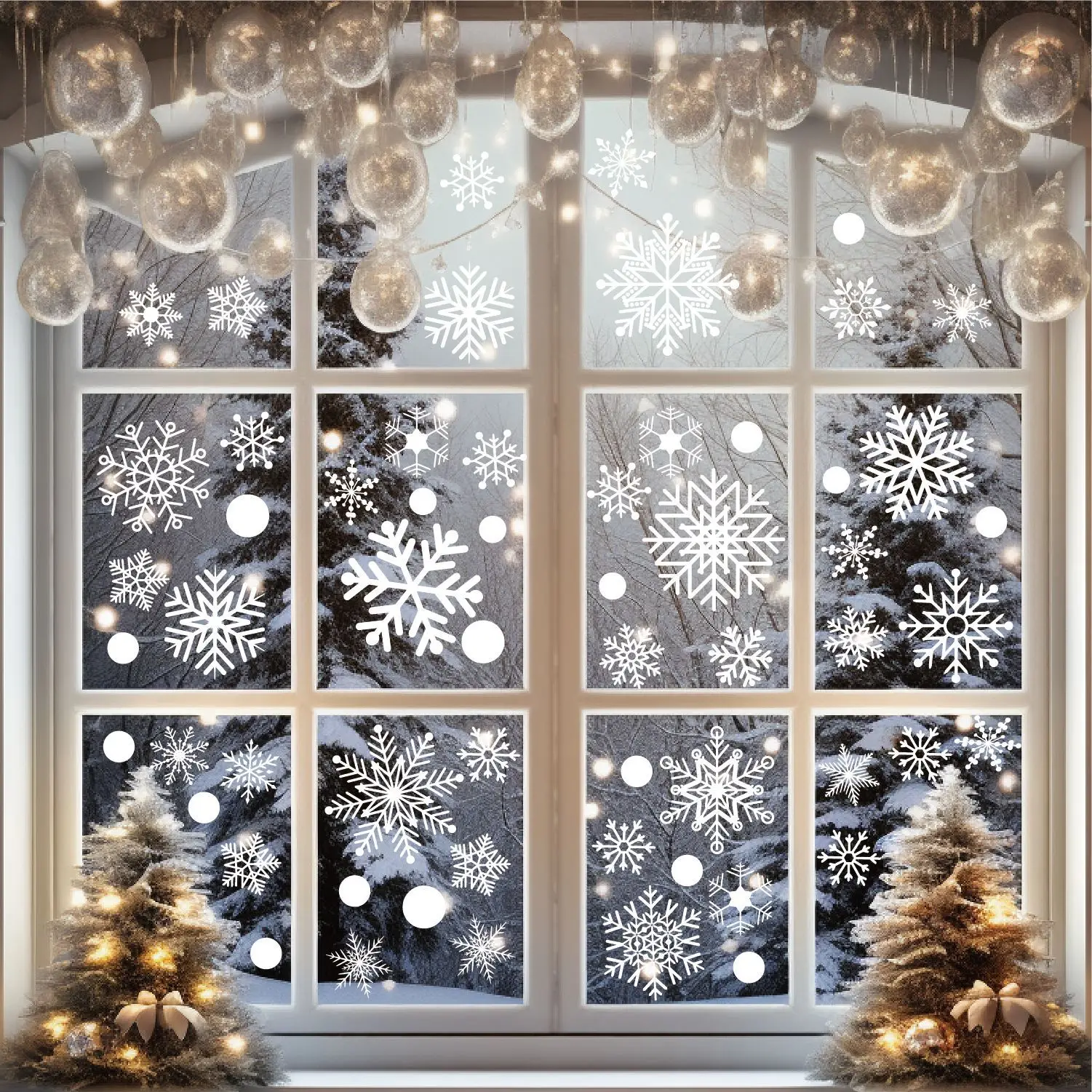 Winter Door Display Window Background Decoration Snowflake Static Glass Sticker Snowflake Window Sticker Christmas