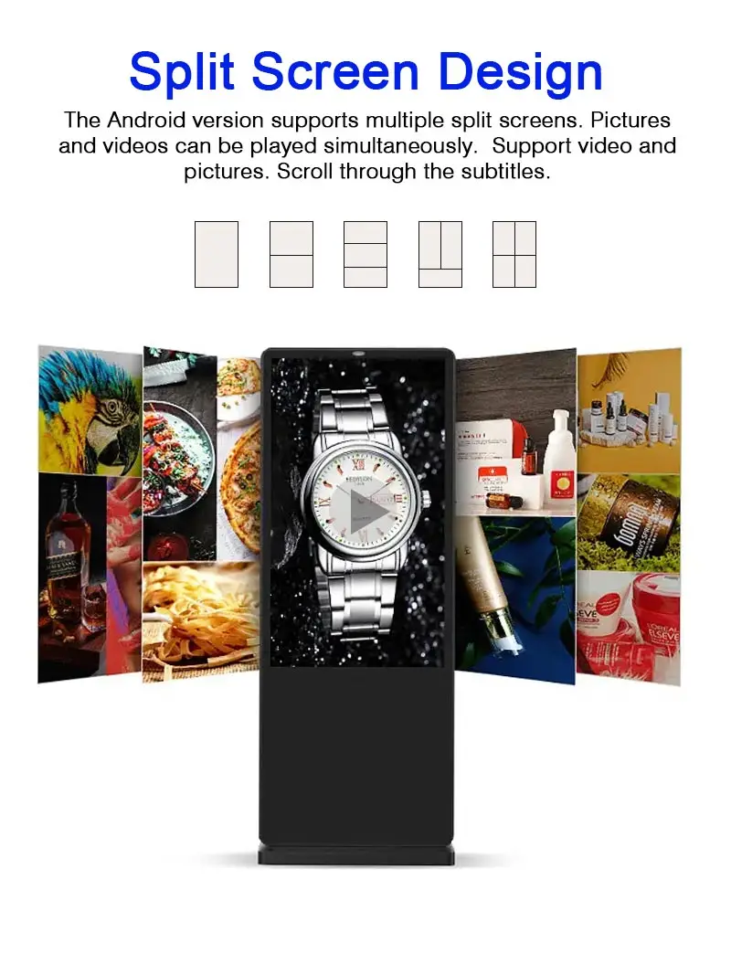 43 49 55 65 75 Inch Floor Standing Touch Screen LCD Advertising Kiosk Digital Signage Advertising Screen