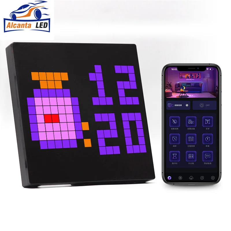 AlcantaLED Multi function clock pixel led screen DIY your photo frame led home bar restaurant decoration animation board