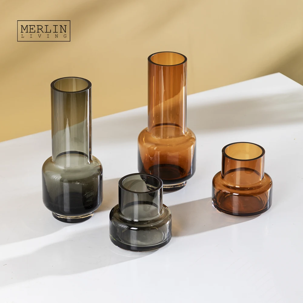Merlin Living Advanced Sense Cylinder Glass Flower Vase Nordic Home Decoration Crystal Vase For Glass Decoration