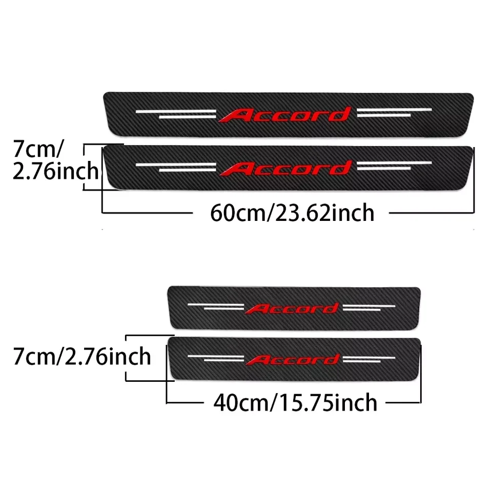 Car Door Sill Scuff Plate Decor Carbon Fiber Sticker For Honda Accord 10 9 8 7 2003 2004 2005 2006 2007 2008 2009 2010 2011