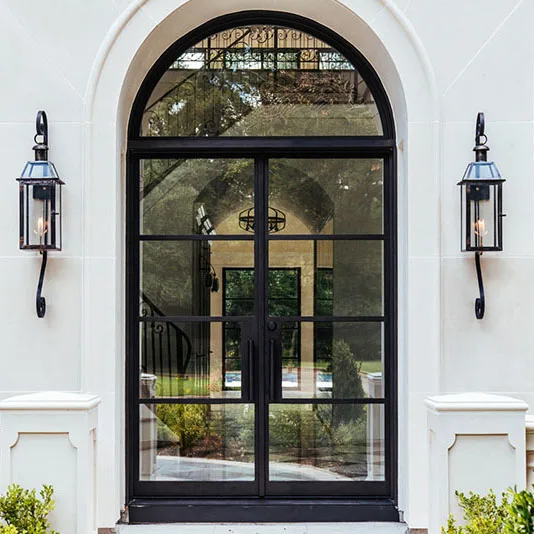 Steel French Villa Arched Door Low E Glass Casement Doors