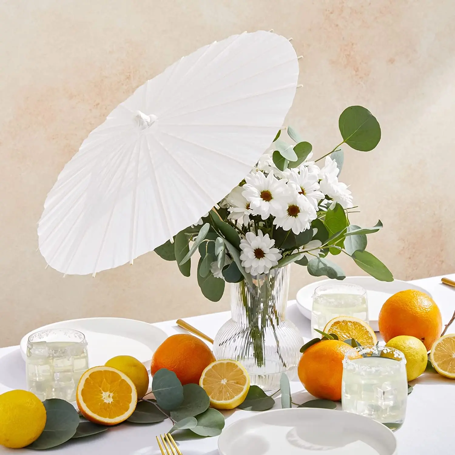 Chinese Bamboo Paper Umbrella DIY white paper parasol umbrella wedding