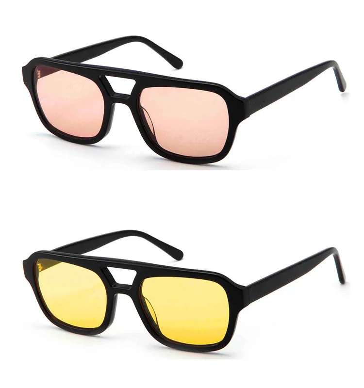 New Trending Retro Classic Double Bridge Oversized Acetate Sunglasses For Women Custom Logo Designer Sun Glasses