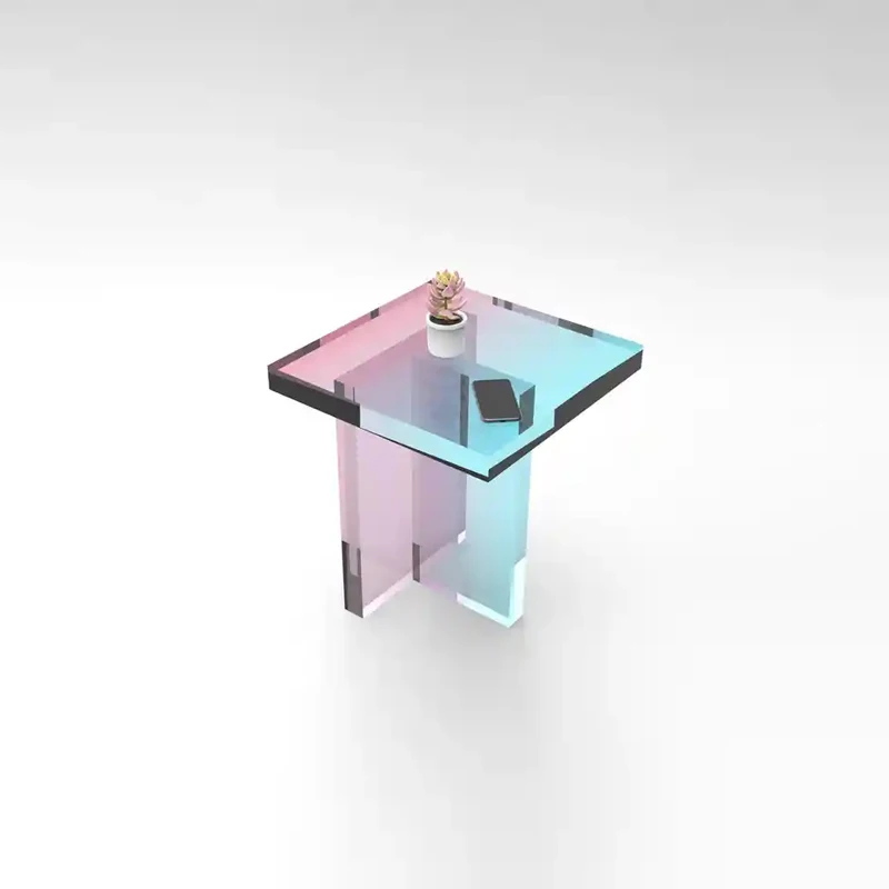 Colorful acrylic side table modern organic glass coffee table sofa side table living room bedroom can be customized