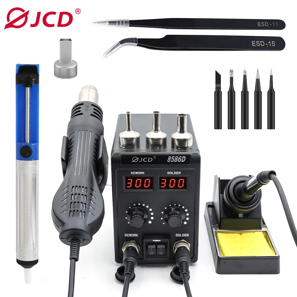 JCD 8586DB-6TK-2 110V 220V 700W  Hot Air Gun Station SMD BGA Rework Station Soldering Station for Electronics Repairing