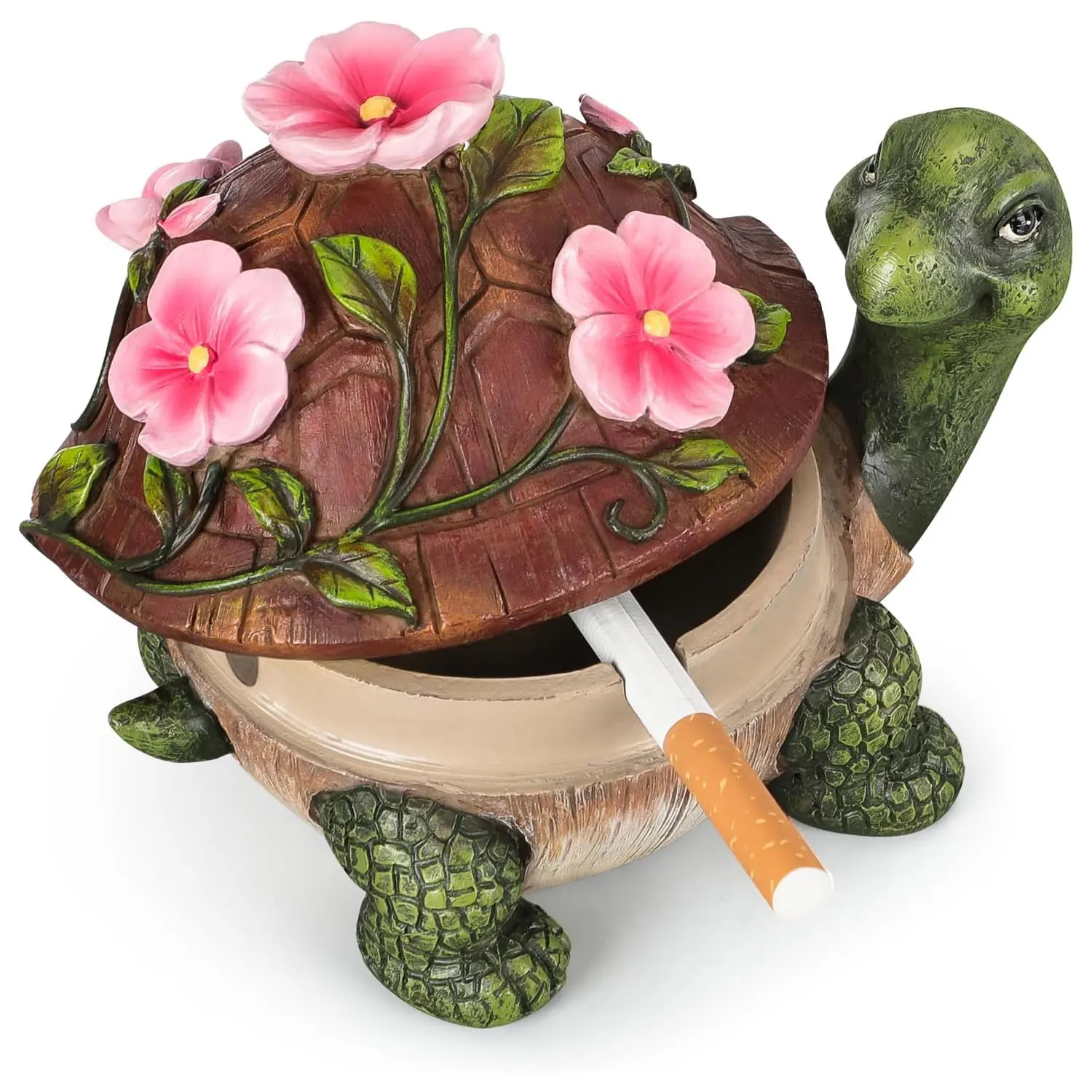 Home Office Porch Patio Decorations Waterproof Ash Tray Personal Funny Resin Turtle Ashtray with Lid